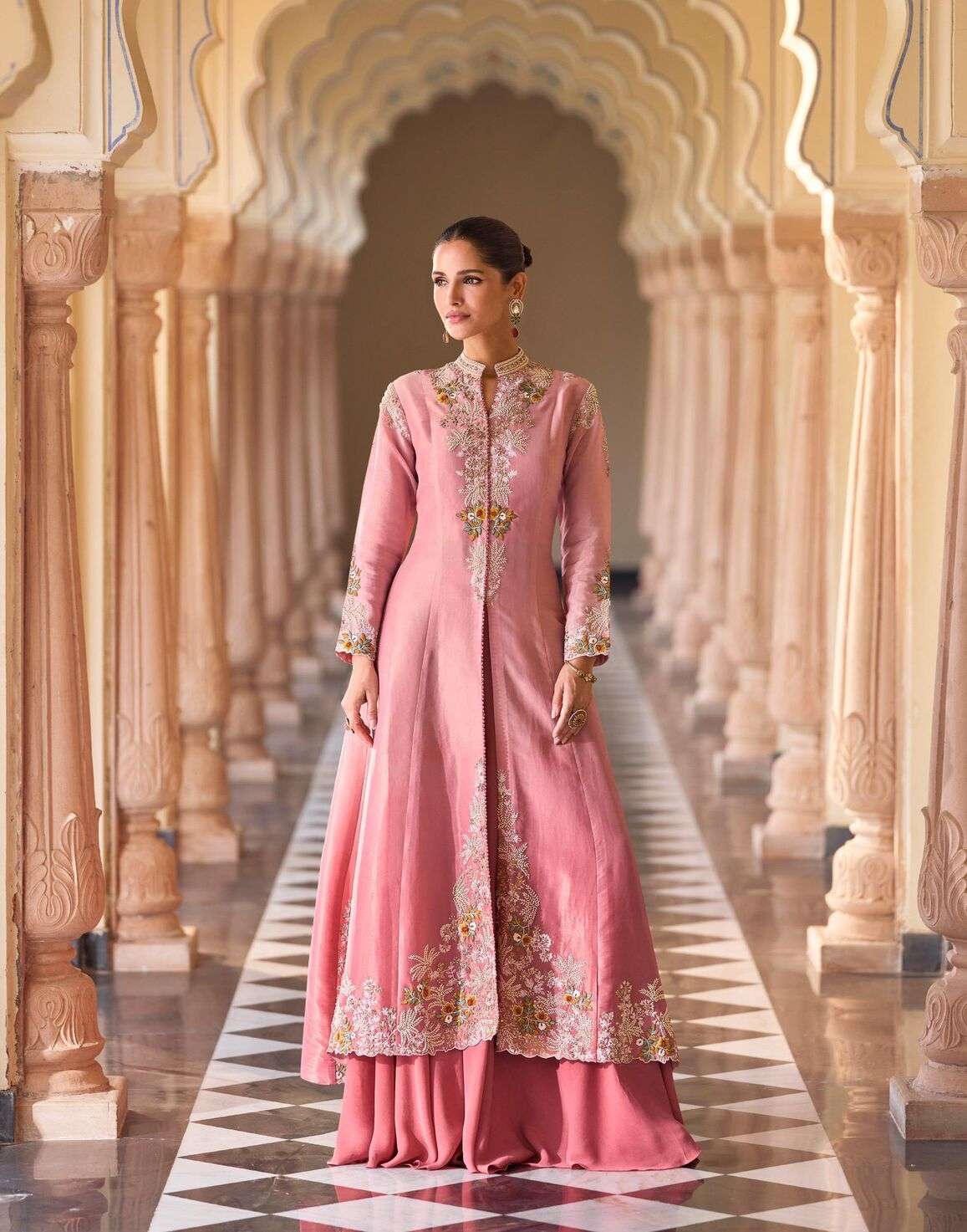 ROSY BY SAYURI DESIGNER IN REAL CHINON STYLIST LOOK FRONT & BACK HEAVY EMBROIDERED