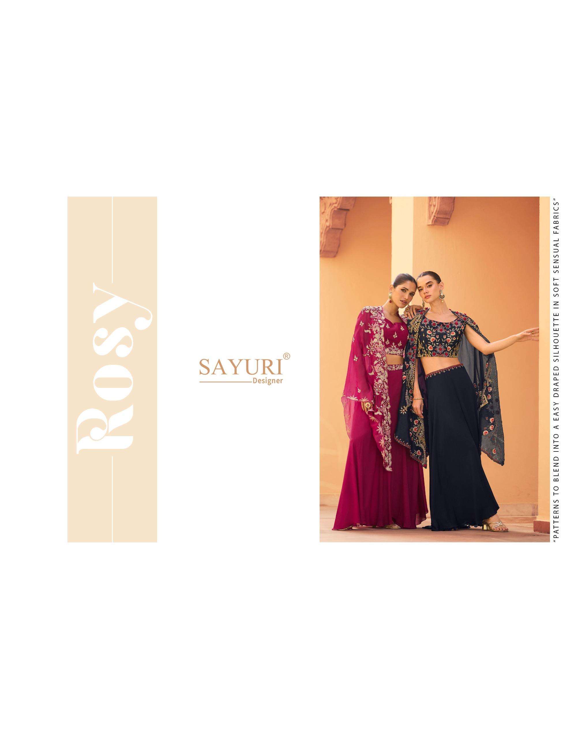 ROSY BY SAYURI DESIGNER IN REAL CHINON STYLIST LOOK FRONT & BACK HEAVY EMBROIDERED