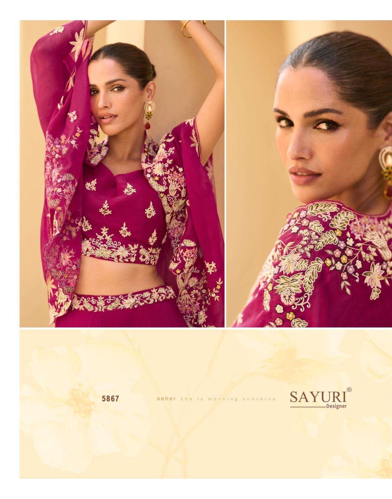ROSY BY SAYURI DESIGNER IN REAL CHINON STYLIST LOOK FRONT & BACK HEAVY EMBROIDERED