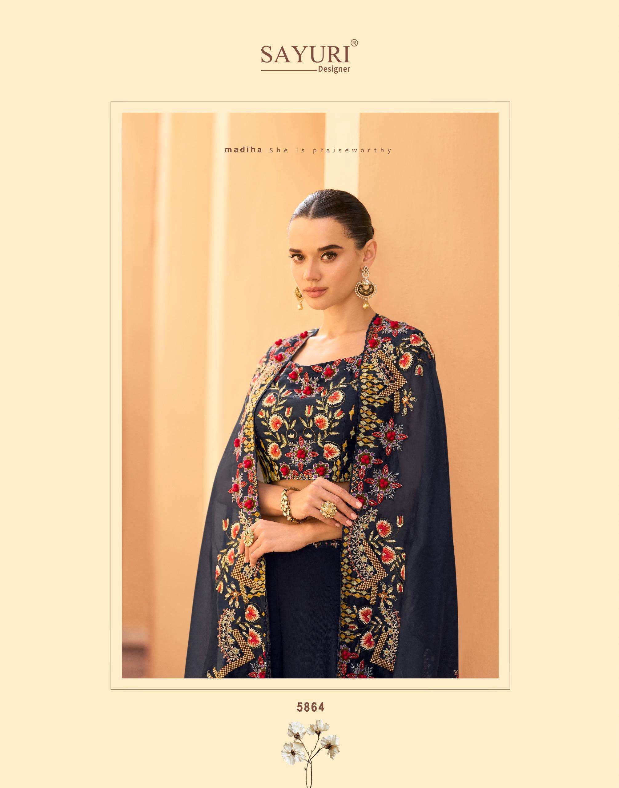 ROSY BY SAYURI DESIGNER IN REAL CHINON STYLIST LOOK FRONT & BACK HEAVY EMBROIDERED