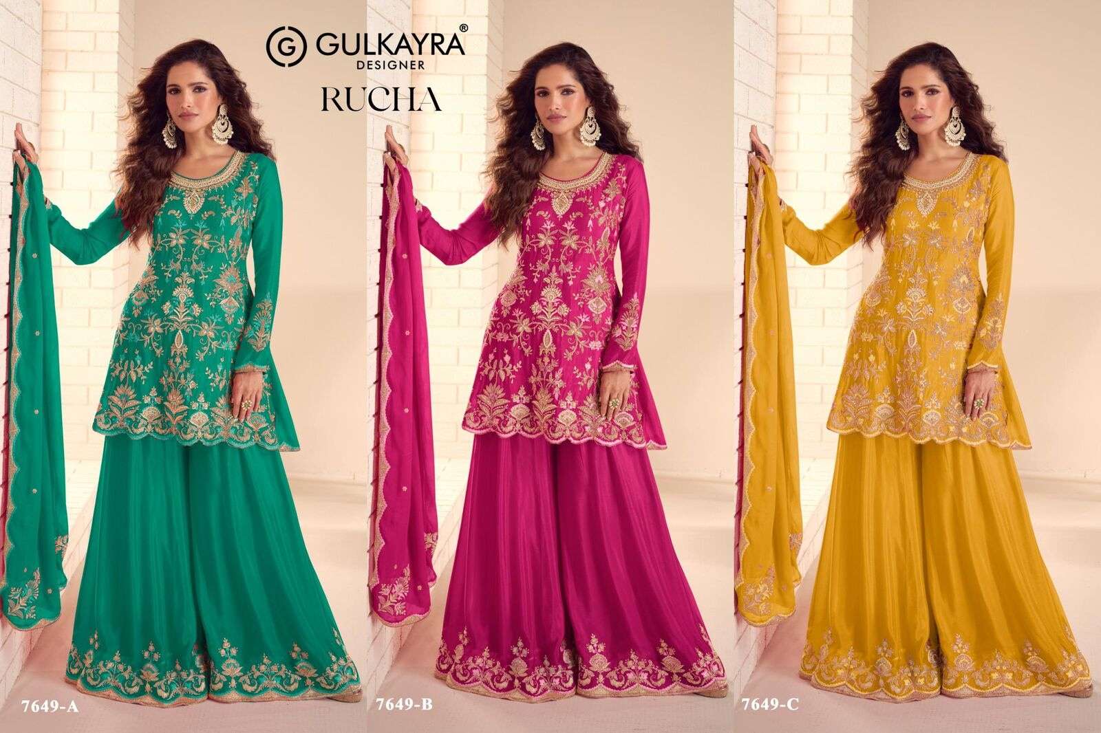 RUCHA BY GULKAYRA DESIGNER IN REAL CHINON WITH EMBROIDERY & HAND WORK 