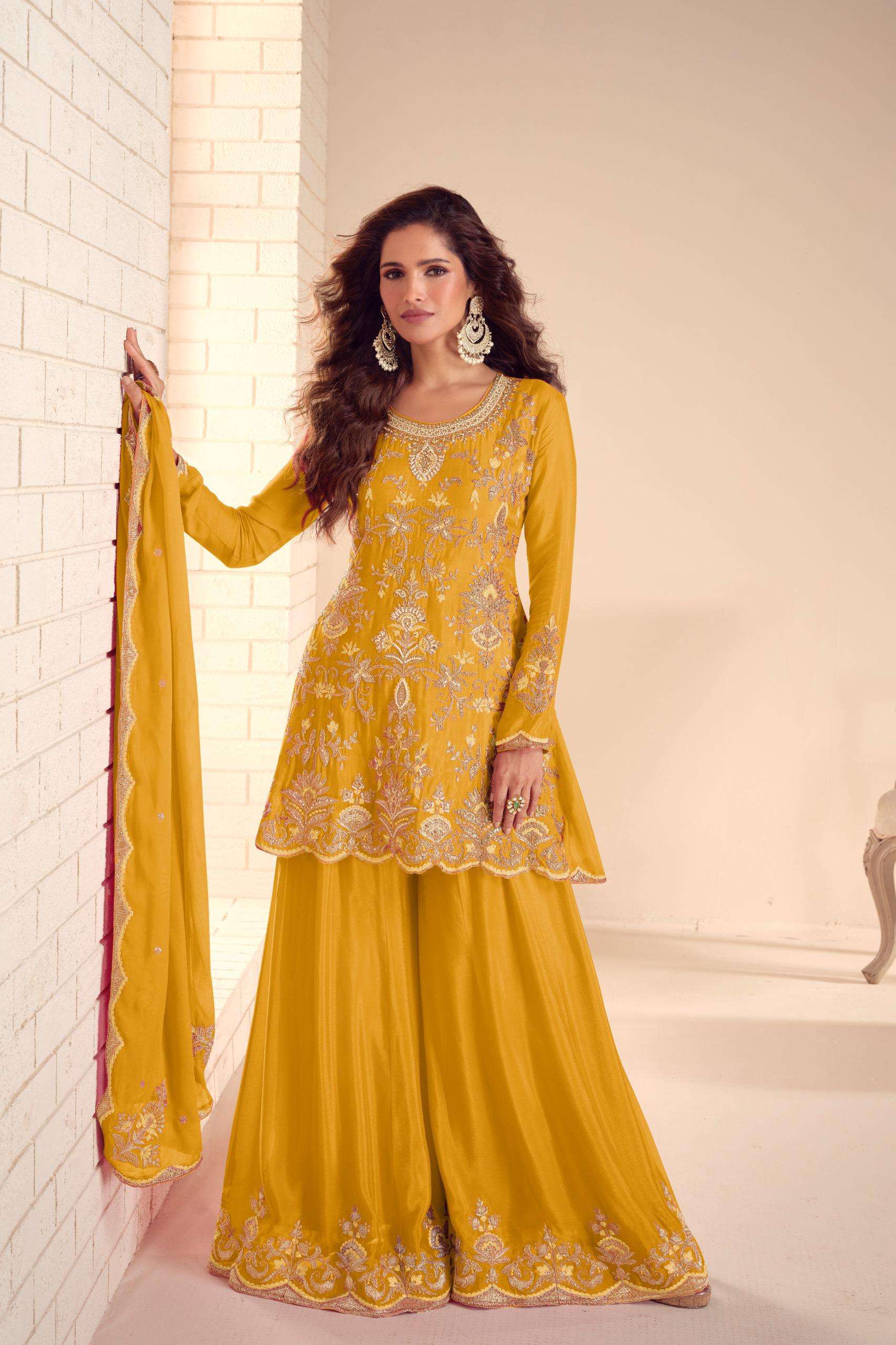 RUCHA BY GULKAYRA DESIGNER IN REAL CHINON WITH EMBROIDERY & HAND WORK 