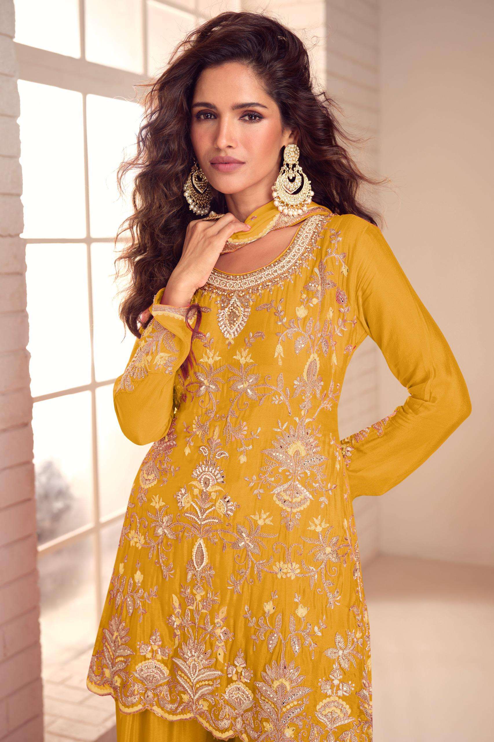 RUCHA BY GULKAYRA DESIGNER IN REAL CHINON WITH EMBROIDERY & HAND WORK 