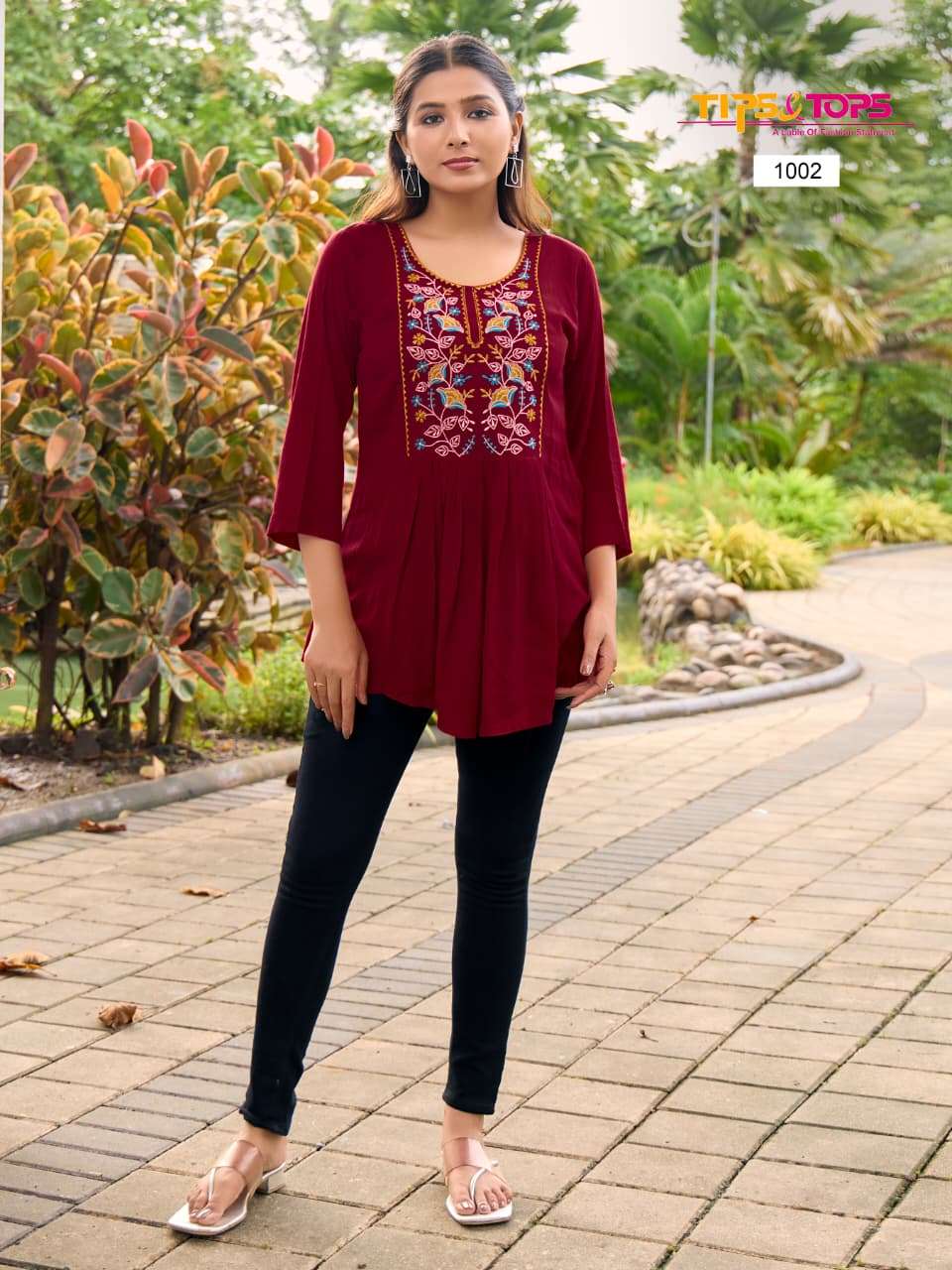 SANA VOL-5 BY TIPS & TOPS IN RAYON WRINKLE WITH HEAVY EMBROIDERY WORK 