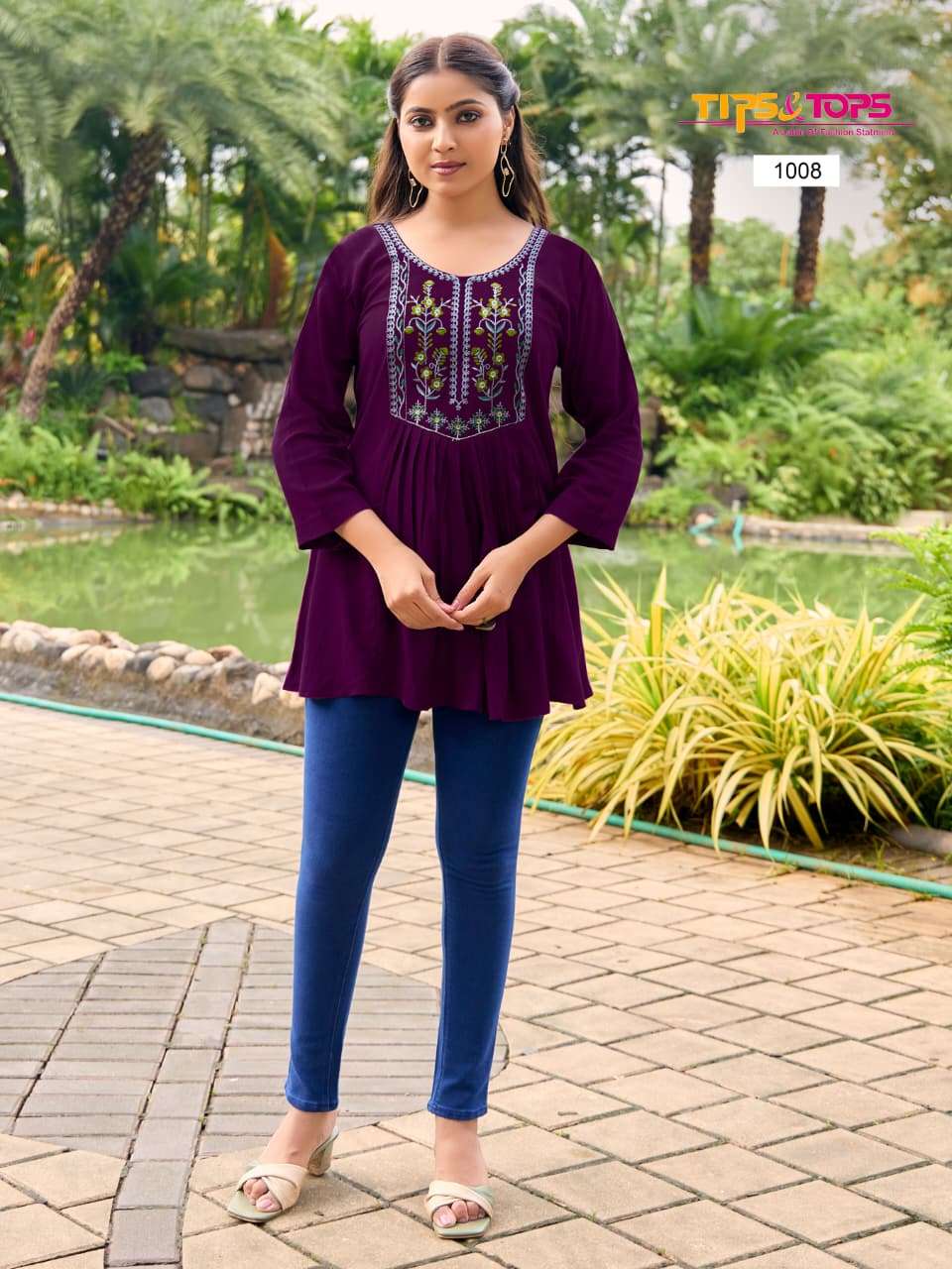 SANA VOL-5 BY TIPS & TOPS IN RAYON WRINKLE WITH HEAVY EMBROIDERY WORK 