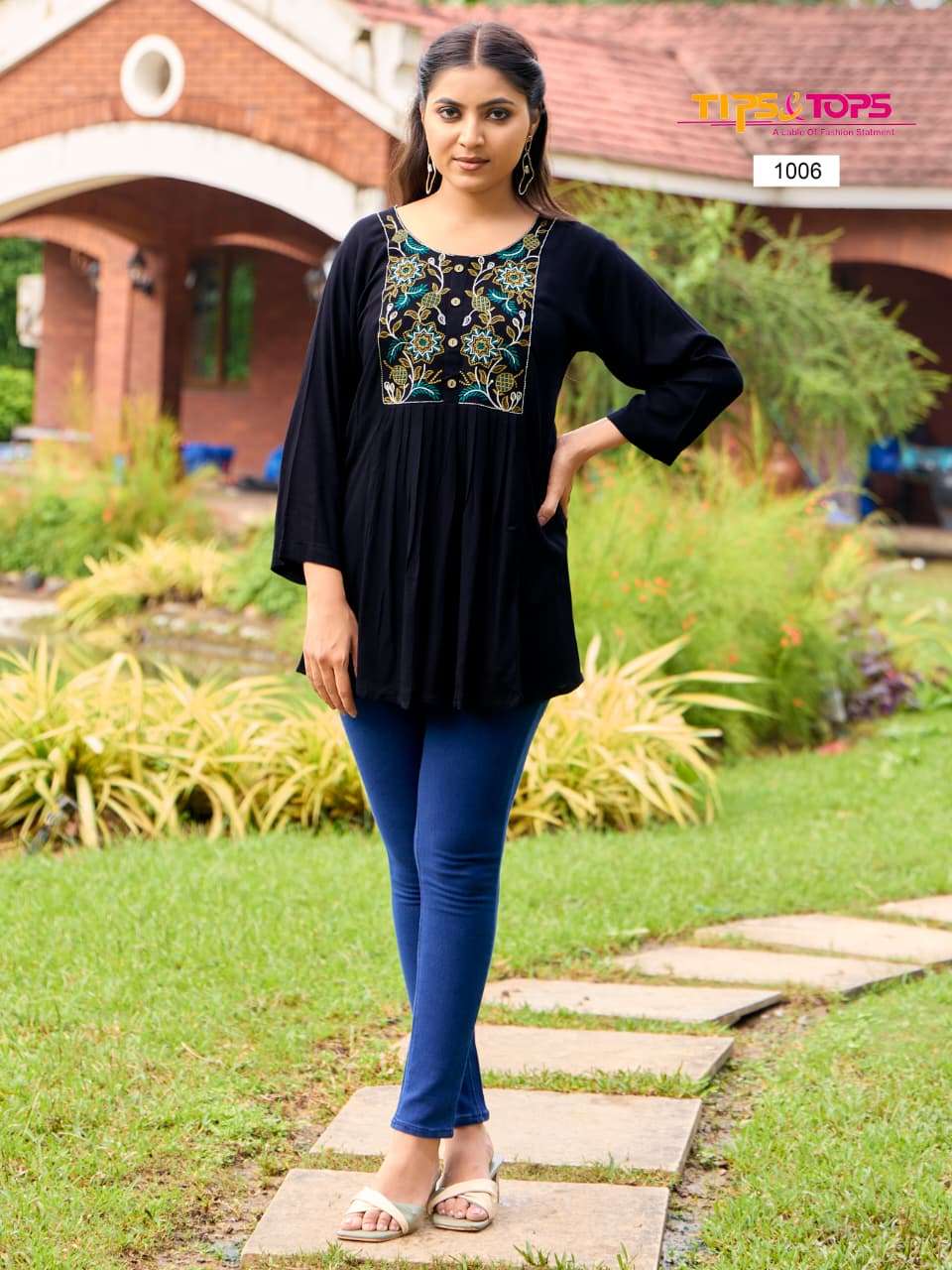 SANA VOL-5 BY TIPS & TOPS IN RAYON WRINKLE WITH HEAVY EMBROIDERY WORK 