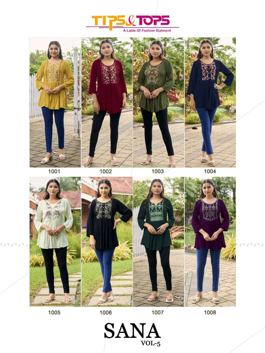 SANA VOL-5 BY TIPS & TOPS IN RAYON WRINKLE WITH HEAVY EMBROIDERY WORK 