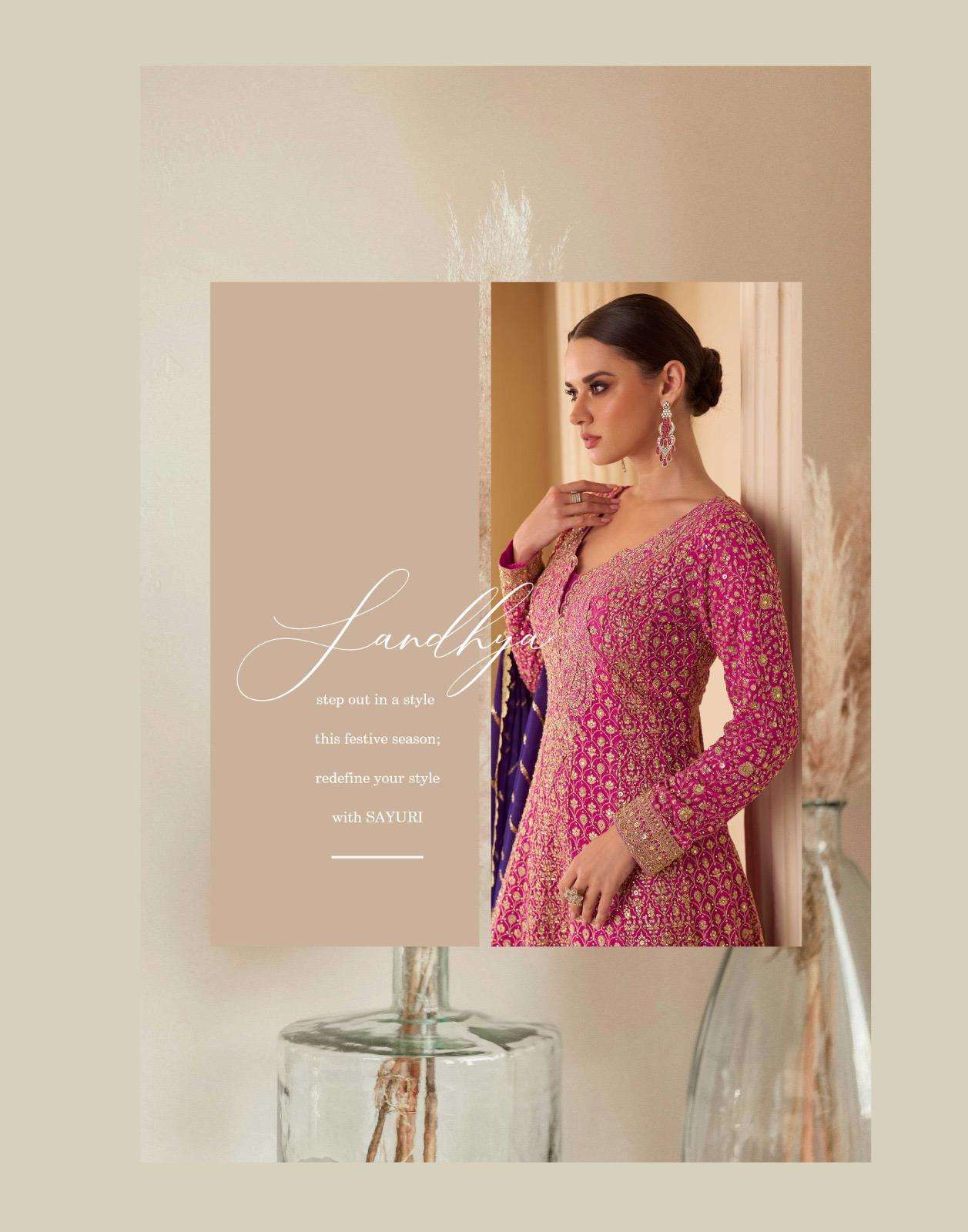 SANDHYA BY SAYURI DESIGNER IN PREMIUM REAL GEROGETTE WITH FULL HEAVY LOOK EMBROIDERED WORK 