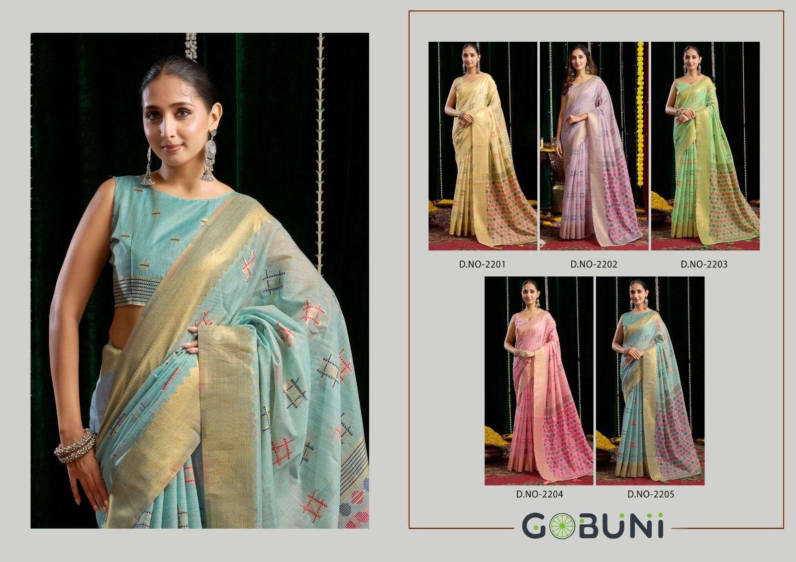 SHIKHA BY GOBUNI IN SOFT & LIGHTWEIGHT SPUN COTTON FABRICS & JARI BORDER WITH ZHALLAR