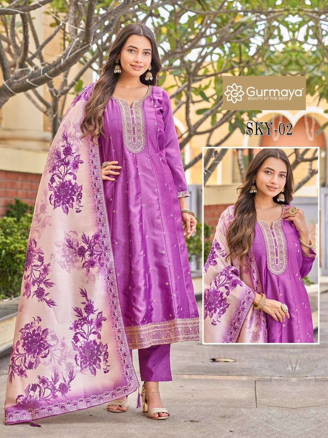 SKY BY AANCHI IN CRYSTAL SILK WITH FANCY DIGITAL DUPATTA FLAIR CONCEPT COMBO 