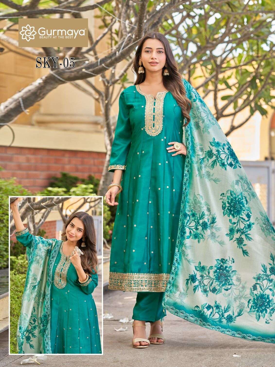 SKY BY AANCHI IN CRYSTAL SILK WITH FANCY DIGITAL DUPATTA FLAIR CONCEPT COMBO 