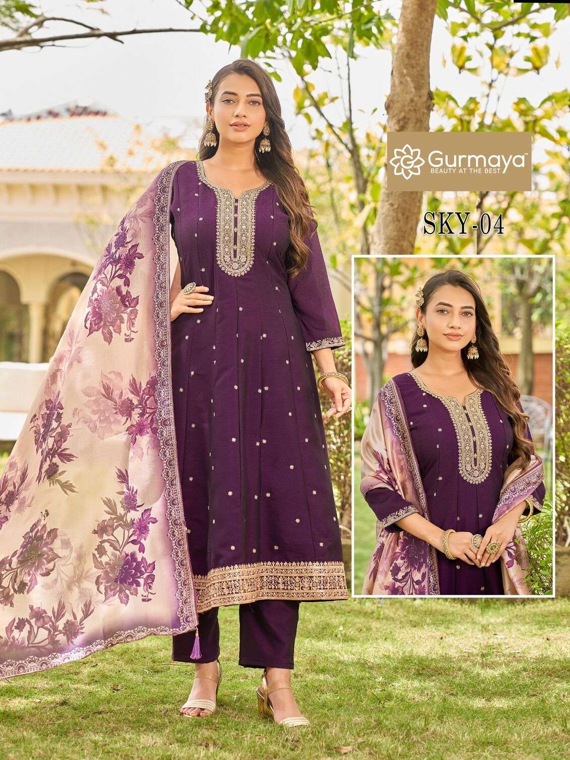 SKY BY AANCHI IN CRYSTAL SILK WITH FANCY DIGITAL DUPATTA FLAIR CONCEPT COMBO 