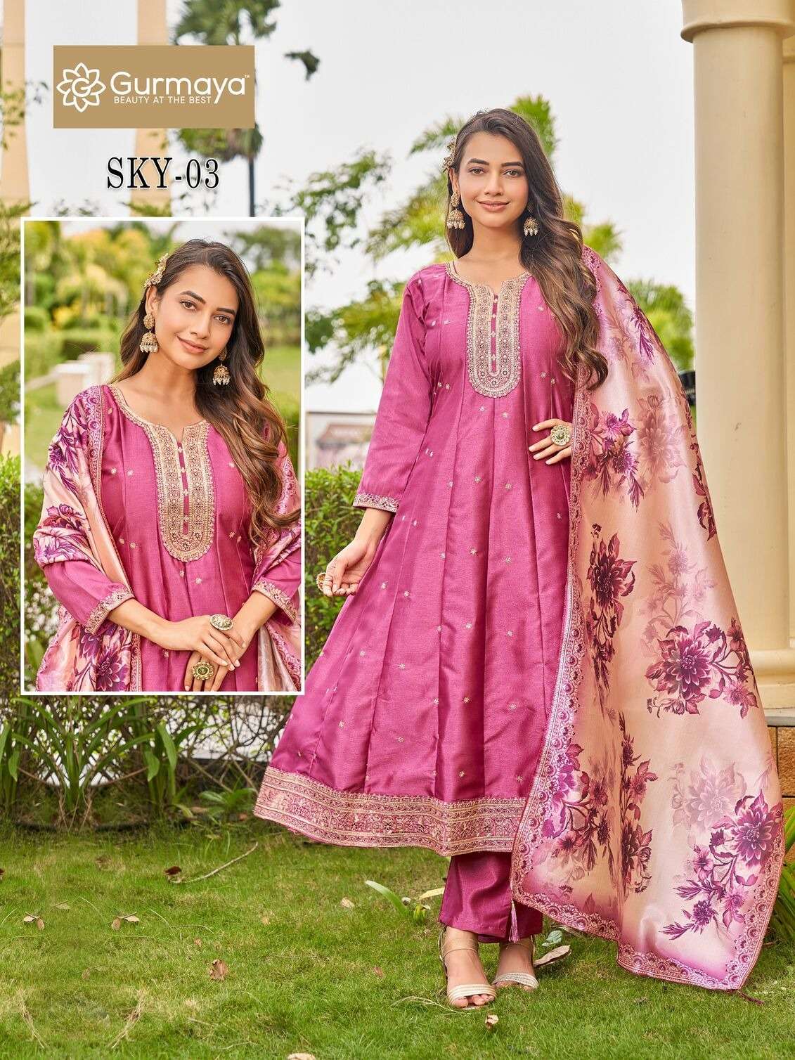 SKY BY AANCHI IN CRYSTAL SILK WITH FANCY DIGITAL DUPATTA FLAIR CONCEPT COMBO 