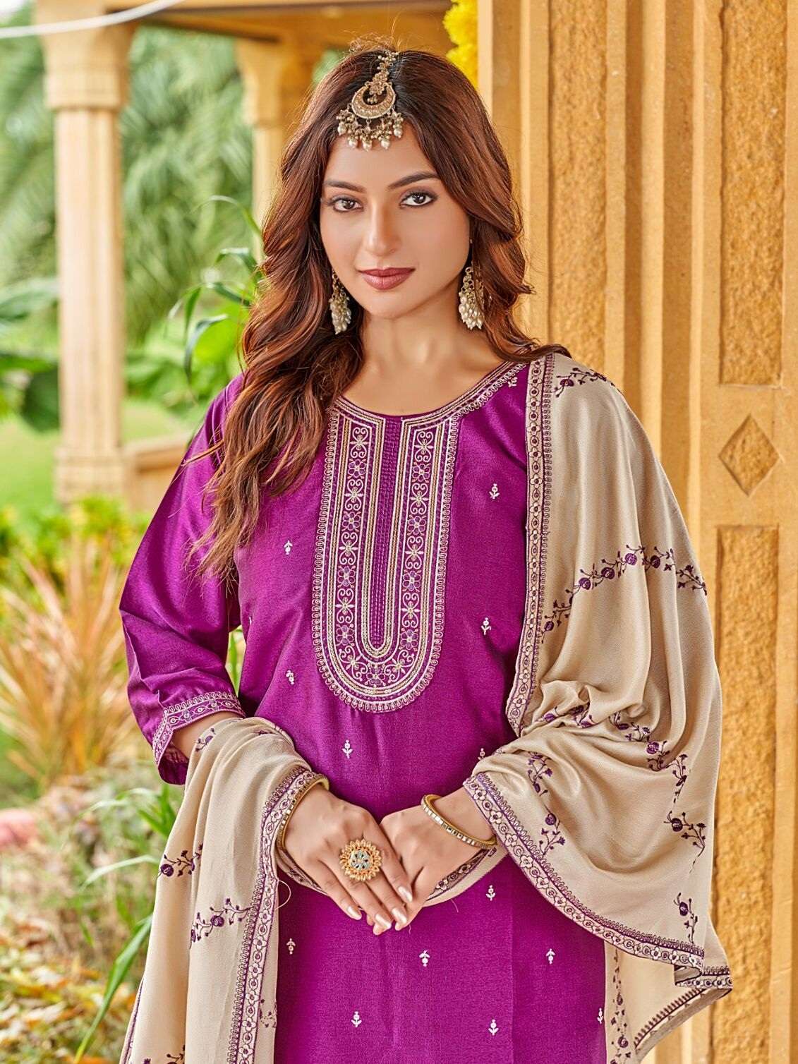 SUNFLOWER BY AANCHI IN CRYSTAL SILK WITH VICHITRA SILK FANCY DUPATTA WORK 