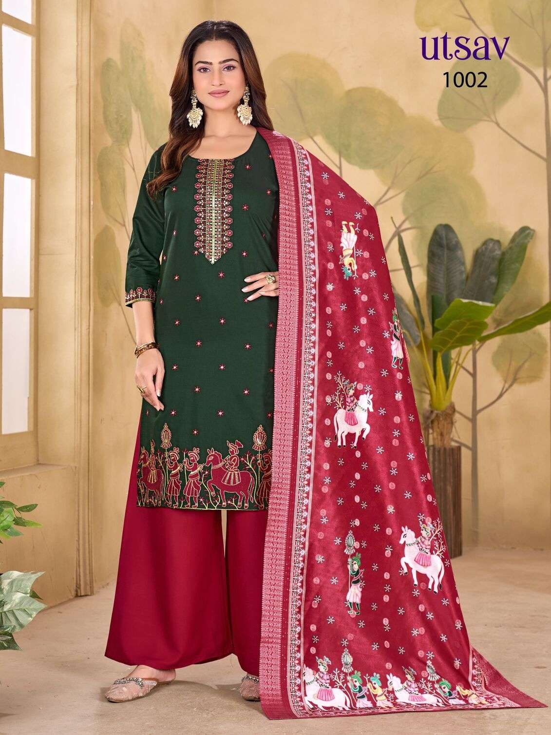 UTSAV BY TEXOFAB IN GADHWAL SILK WITH HEAVY EMBROIDERY & SEQUENCE WORK