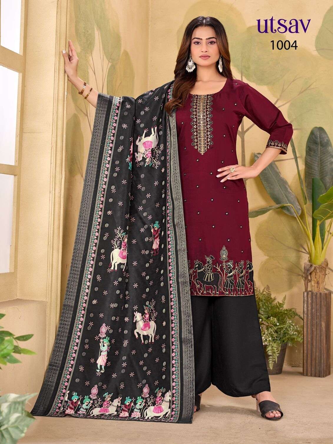 UTSAV BY TEXOFAB IN GADHWAL SILK WITH HEAVY EMBROIDERY & SEQUENCE WORK