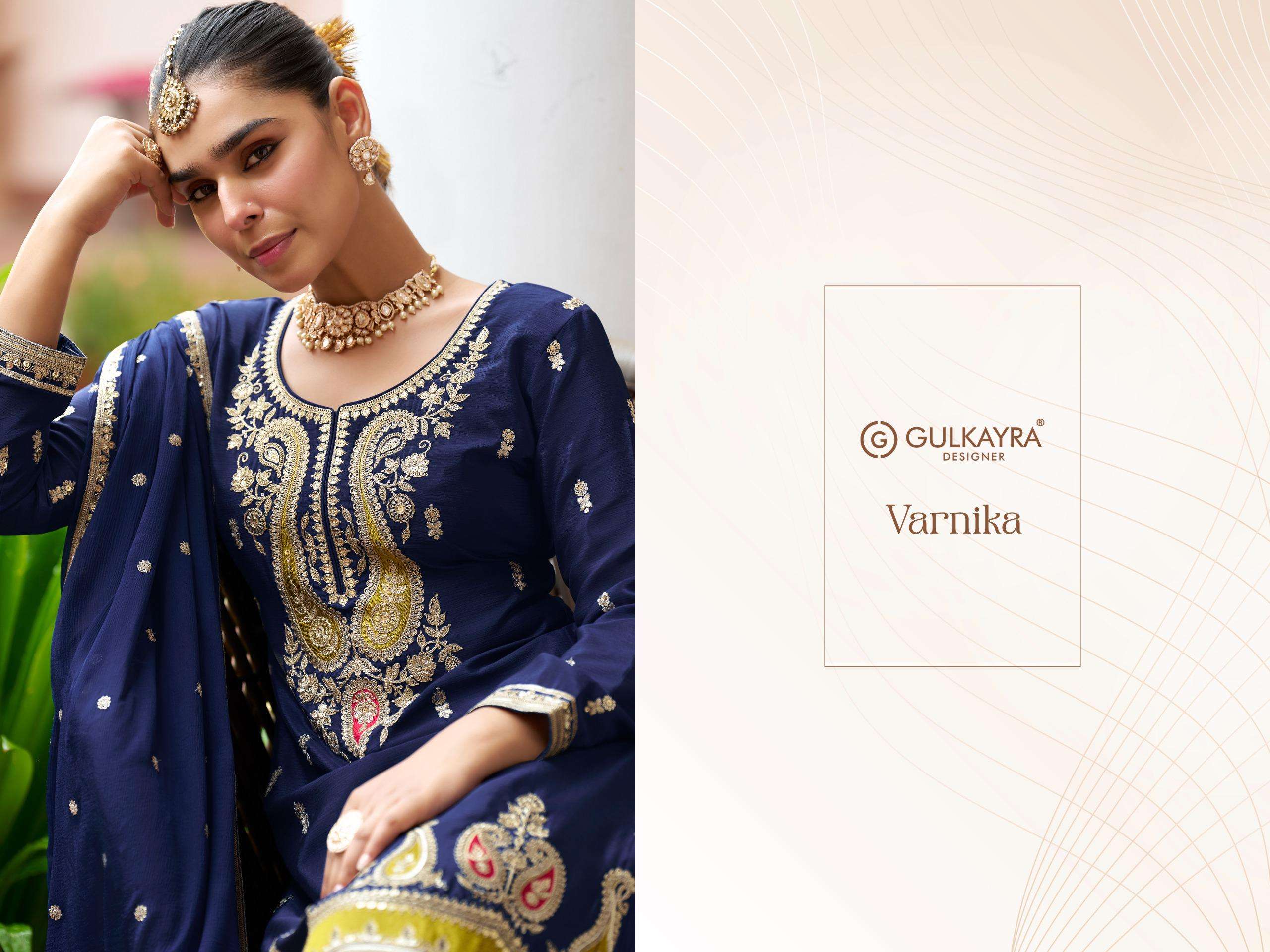 VARNIKA BY GULKAYRA DESIGNER IN REAL CHINON WITH EMBROIDERY & HAND WORK 