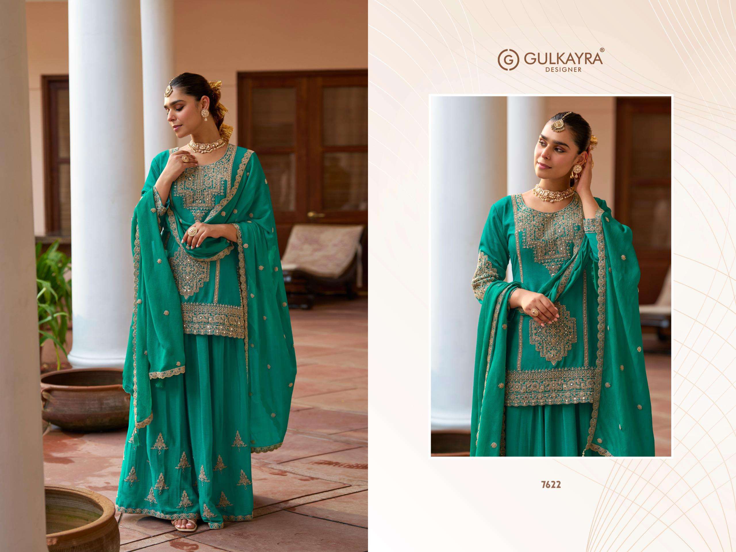 VARNIKA BY GULKAYRA DESIGNER IN REAL CHINON WITH EMBROIDERY & HAND WORK 