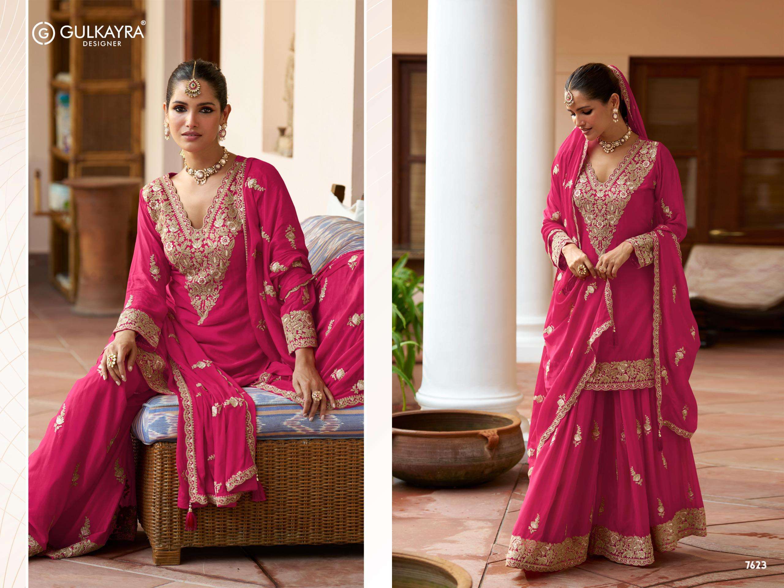 VARNIKA BY GULKAYRA DESIGNER IN REAL CHINON WITH EMBROIDERY & HAND WORK 