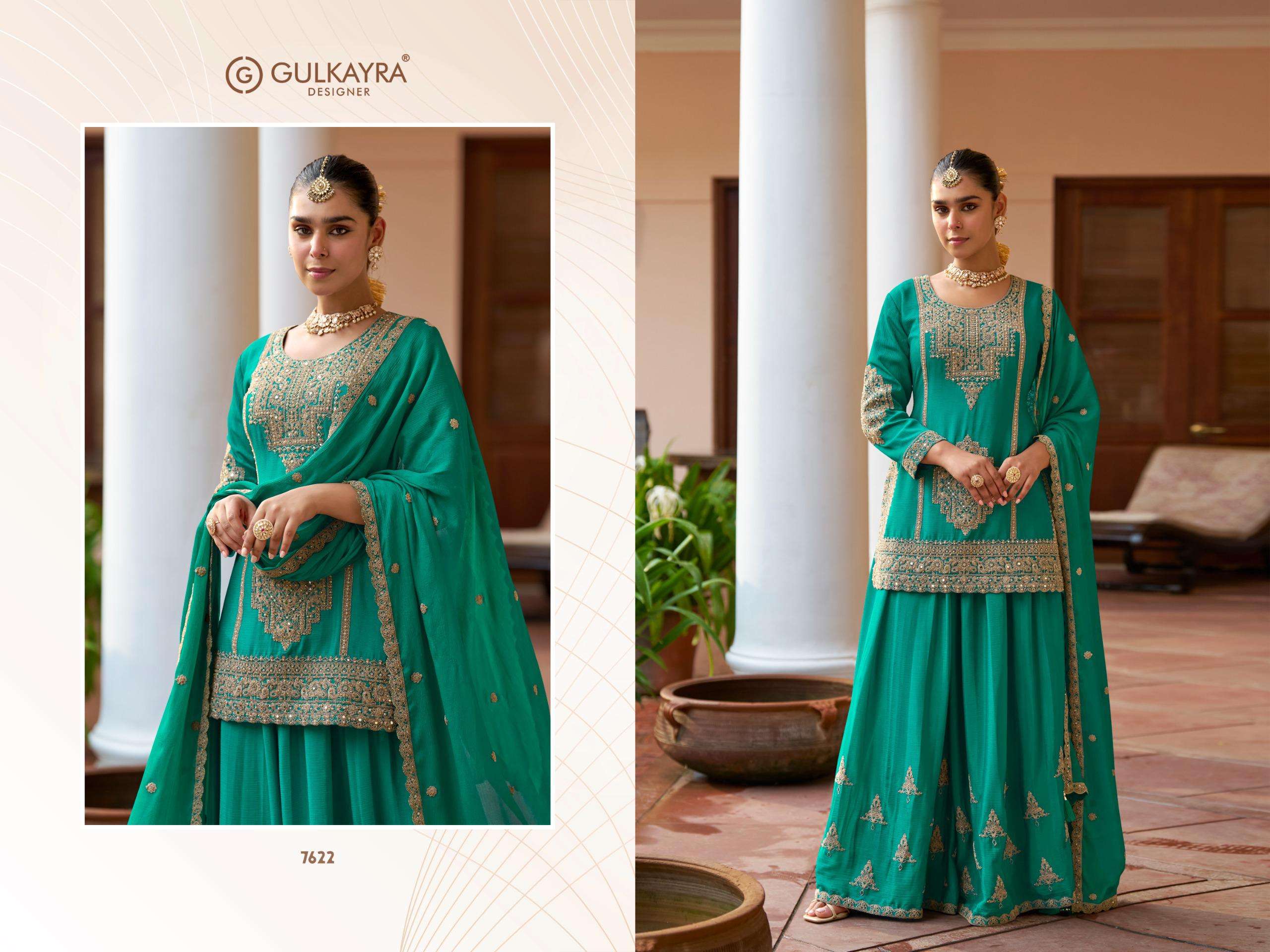 VARNIKA BY GULKAYRA DESIGNER IN REAL CHINON WITH EMBROIDERY & HAND WORK 