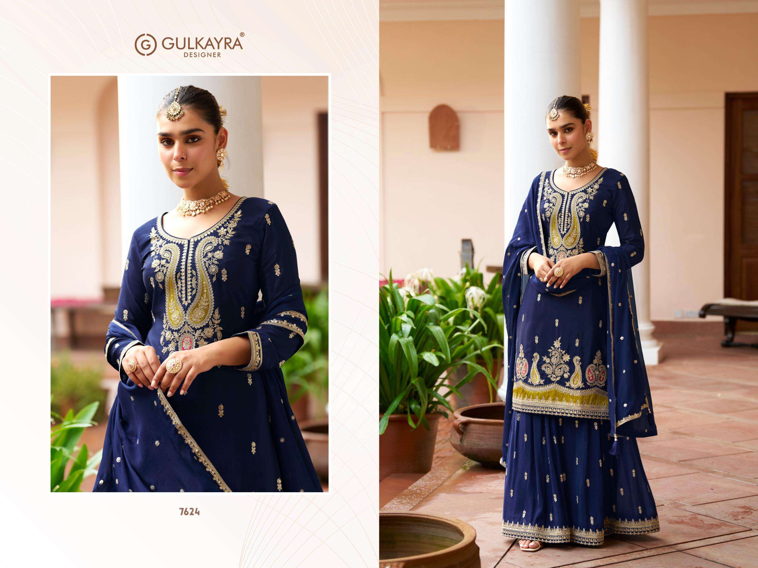VARNIKA BY GULKAYRA DESIGNER IN REAL CHINON WITH EMBROIDERY & HAND WORK 