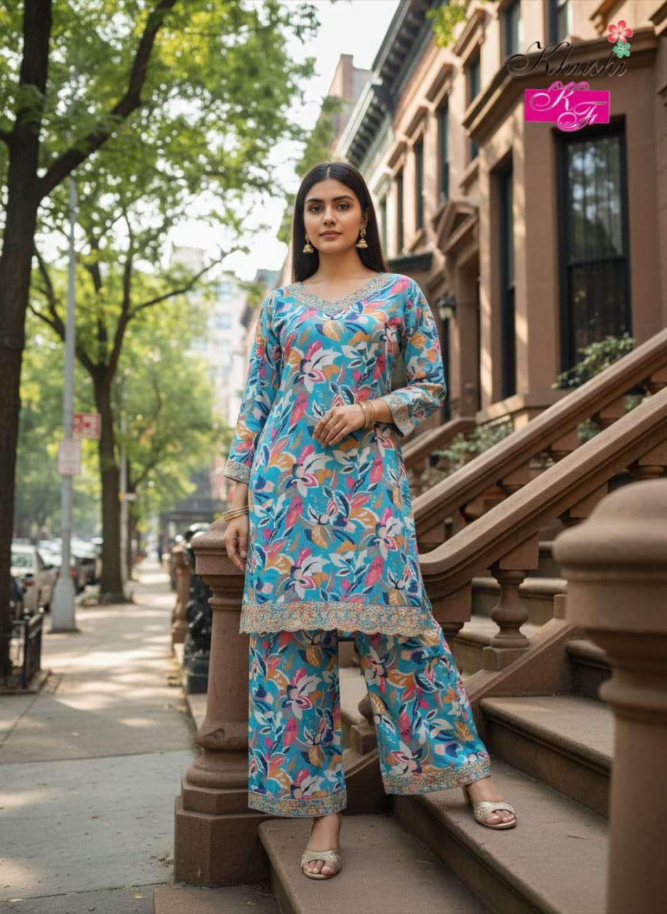 VOL-3 BY KHUSHI FASHION IN CHINON PRINT SHORT KURTI WITH PLAJOO SET & EMBROIDERY WORK 