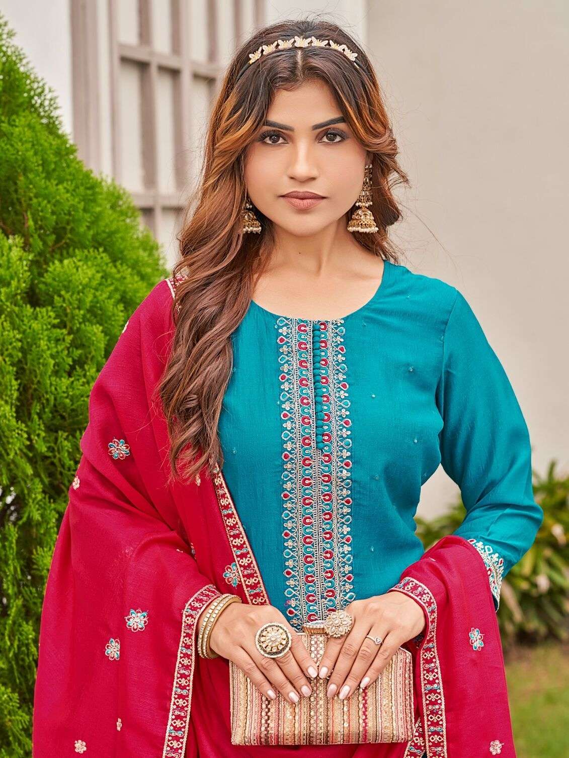 YUVIKA BY AANCHI IN VICHITRA SILK WITH CONTRAST FANCY DUPATTA WORK