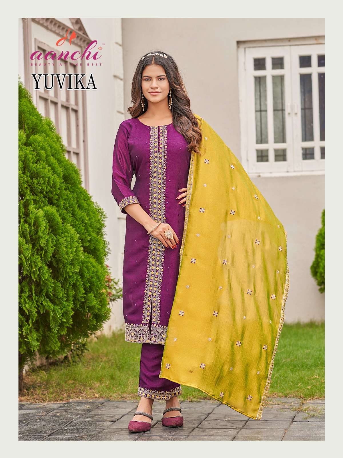 YUVIKA BY AANCHI IN VICHITRA SILK WITH CONTRAST FANCY DUPATTA WORK