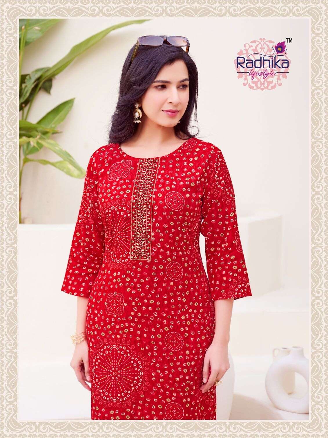 ALISHA VOL-5 BY RADHIKA LIFESTYLE IN LIVA REYON PRINT WITH BANDHANI PRINT & WORK 