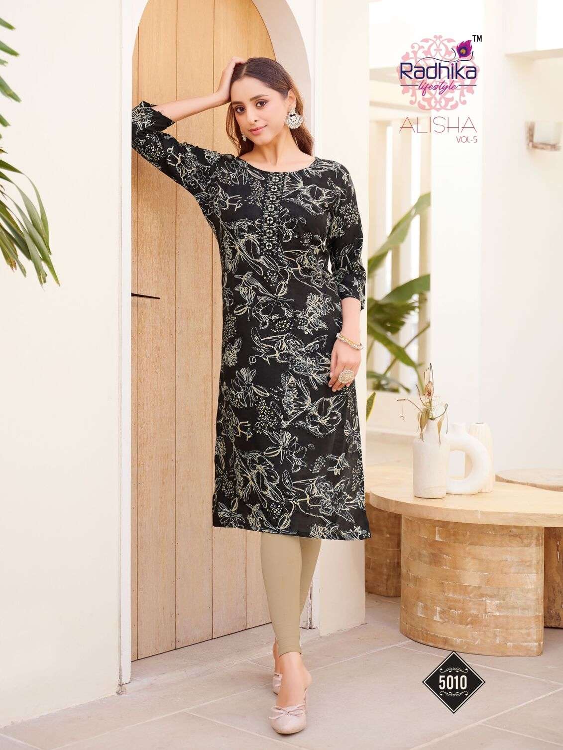 ALISHA VOL-5 BY RADHIKA LIFESTYLE IN LIVA REYON PRINT WITH BANDHANI PRINT & WORK 