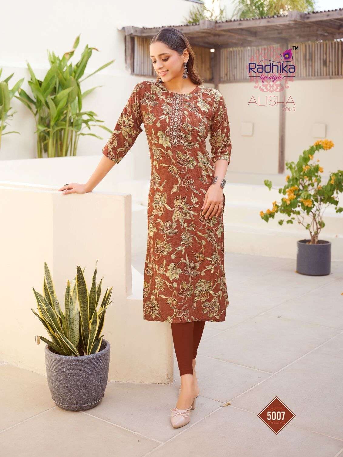 ALISHA VOL-5 BY RADHIKA LIFESTYLE IN LIVA REYON PRINT WITH BANDHANI PRINT & WORK 