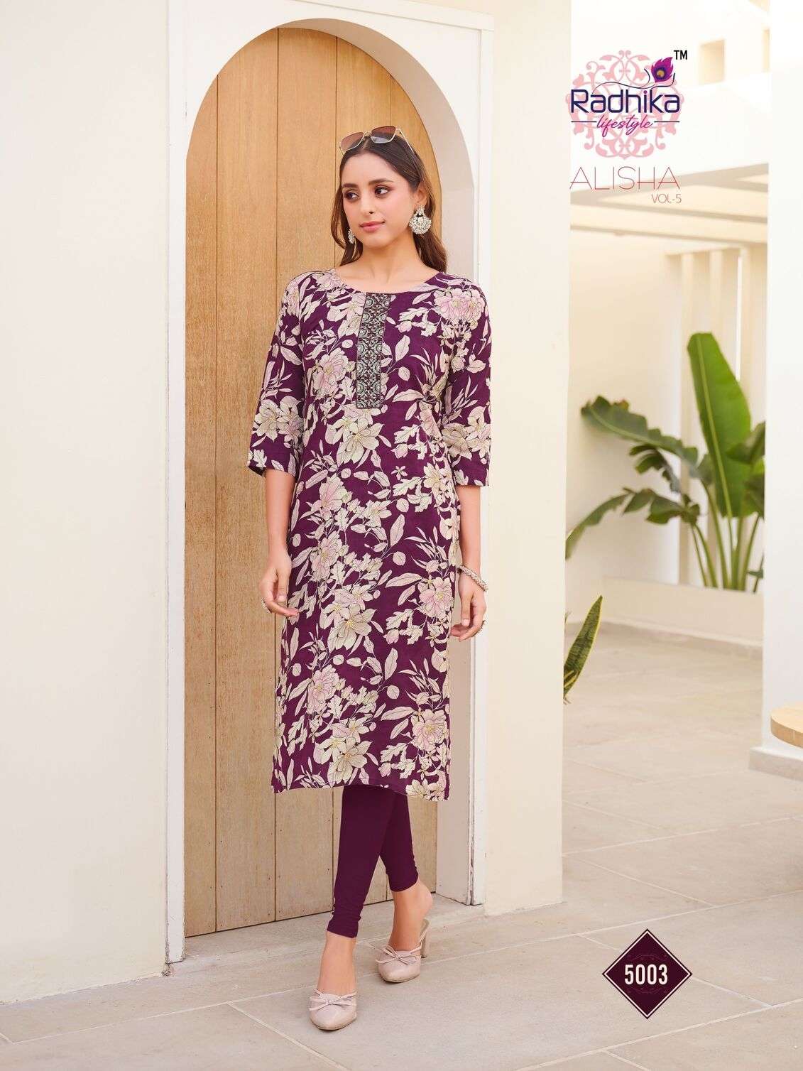 ALISHA VOL-5 BY RADHIKA LIFESTYLE IN LIVA REYON PRINT WITH BANDHANI PRINT & WORK 