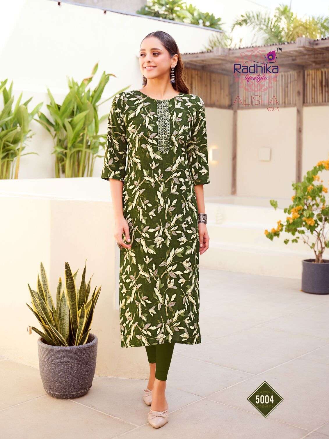 ALISHA VOL-5 BY RADHIKA LIFESTYLE IN LIVA REYON PRINT WITH BANDHANI PRINT & WORK 