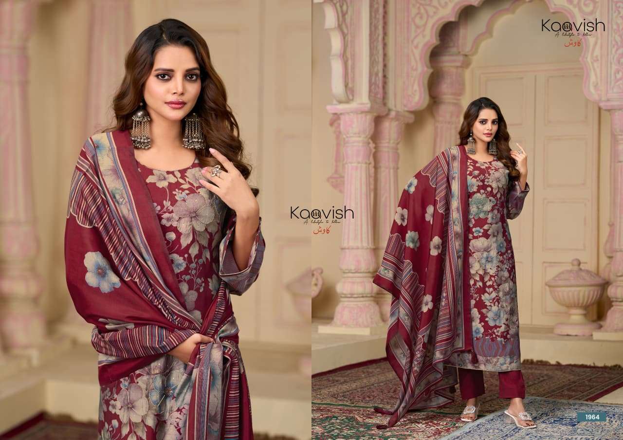 AMELIYA BY KAAVISH IN PURE MODAL SILK DIGITAL FOIL PRINT WITH FANCY AARI HANDWORK 