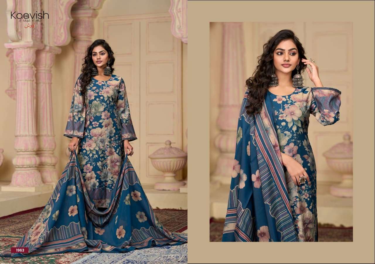 AMELIYA BY KAAVISH IN PURE MODAL SILK DIGITAL FOIL PRINT WITH FANCY AARI HANDWORK 