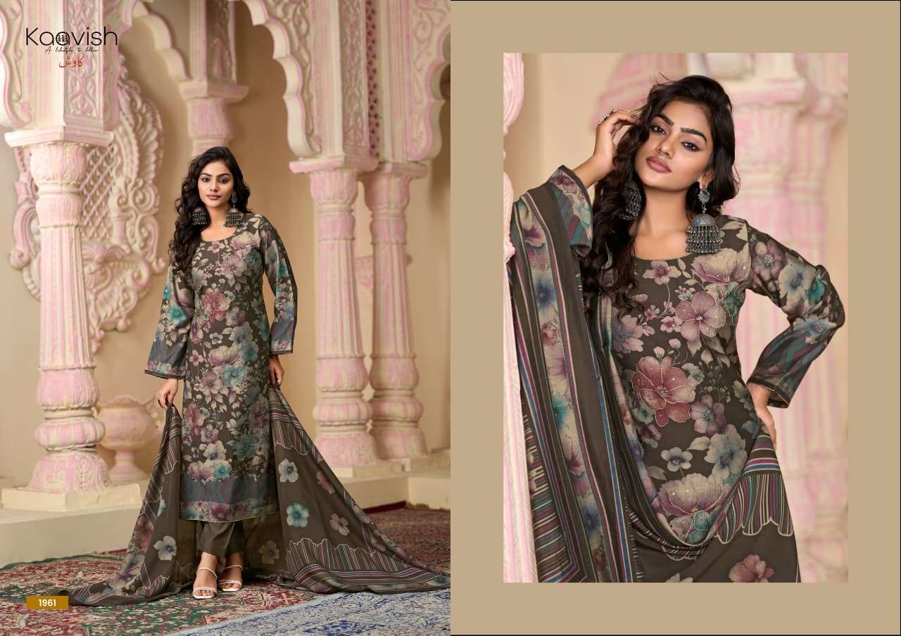 AMELIYA BY KAAVISH IN PURE MODAL SILK DIGITAL FOIL PRINT WITH FANCY AARI HANDWORK 