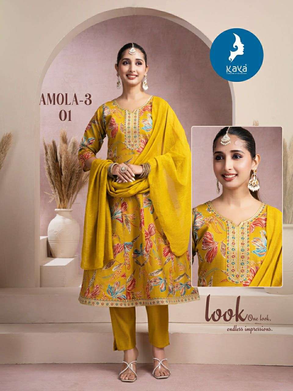 AMOLA VOL-3 BY KAYA KURTI IN VATICAN FOIL PRINT 3 PIECE CONCEPT IN ANARKALI STYLE 