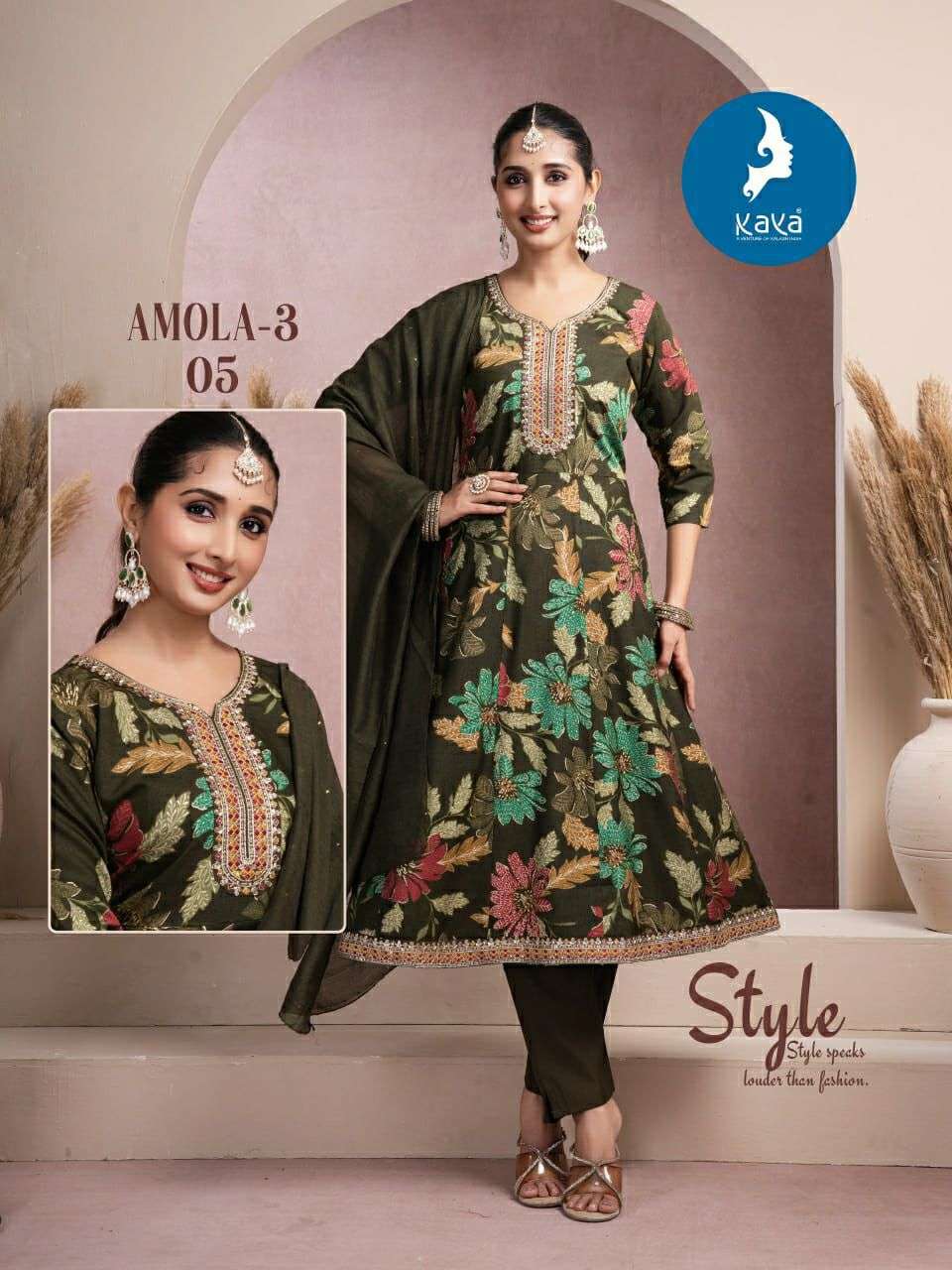 AMOLA VOL-3 BY KAYA KURTI IN VATICAN FOIL PRINT 3 PIECE CONCEPT IN ANARKALI STYLE 