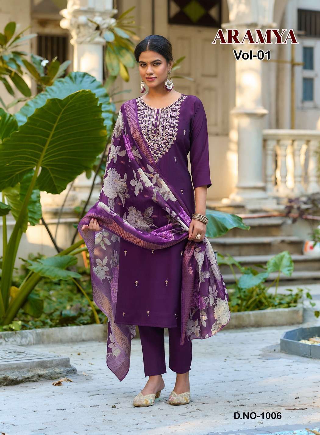 ARAMYA BY DIYA TRENDS IN ROMAN SILK WITH ALLOVER FANCY EMBROIDERY WORK 