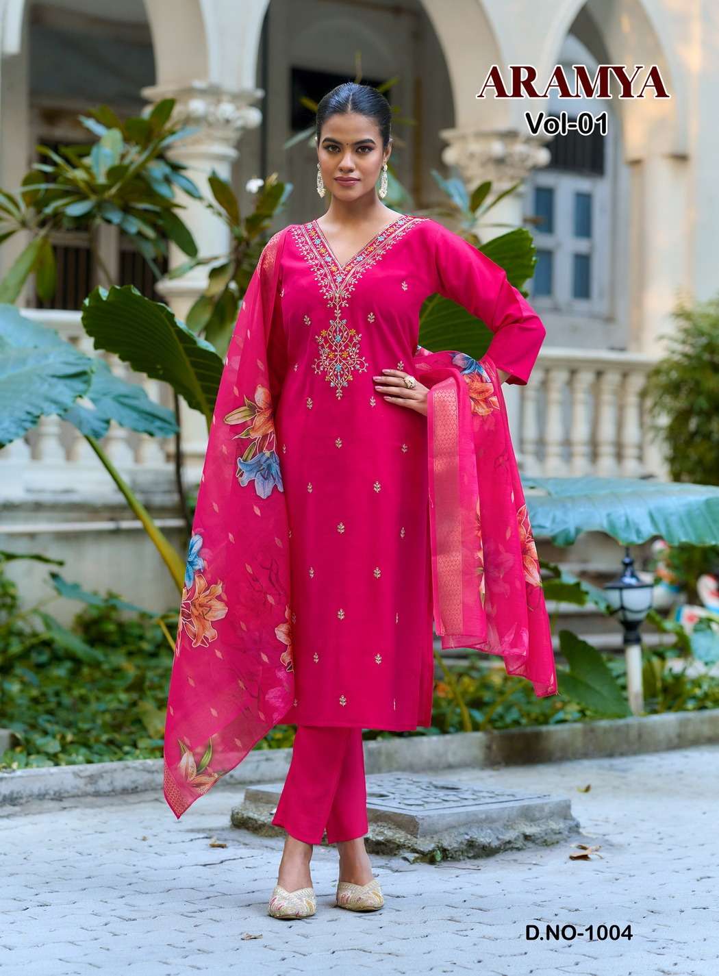 ARAMYA BY DIYA TRENDS IN ROMAN SILK WITH ALLOVER FANCY EMBROIDERY WORK 
