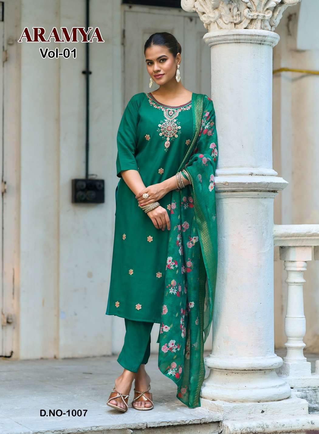ARAMYA BY DIYA TRENDS IN ROMAN SILK WITH ALLOVER FANCY EMBROIDERY WORK 