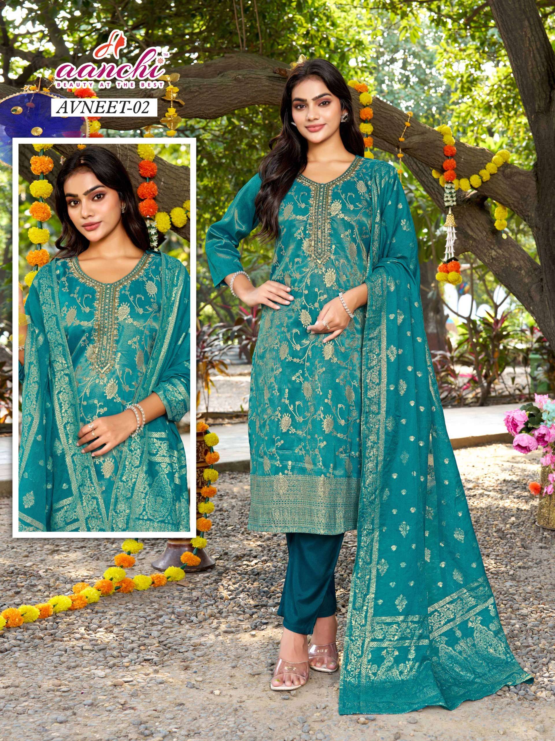 AVNEET BY AANCHI IN PURE SILK JACQUARD BUTTI WITH FANCY JACQUARD DUPATTA