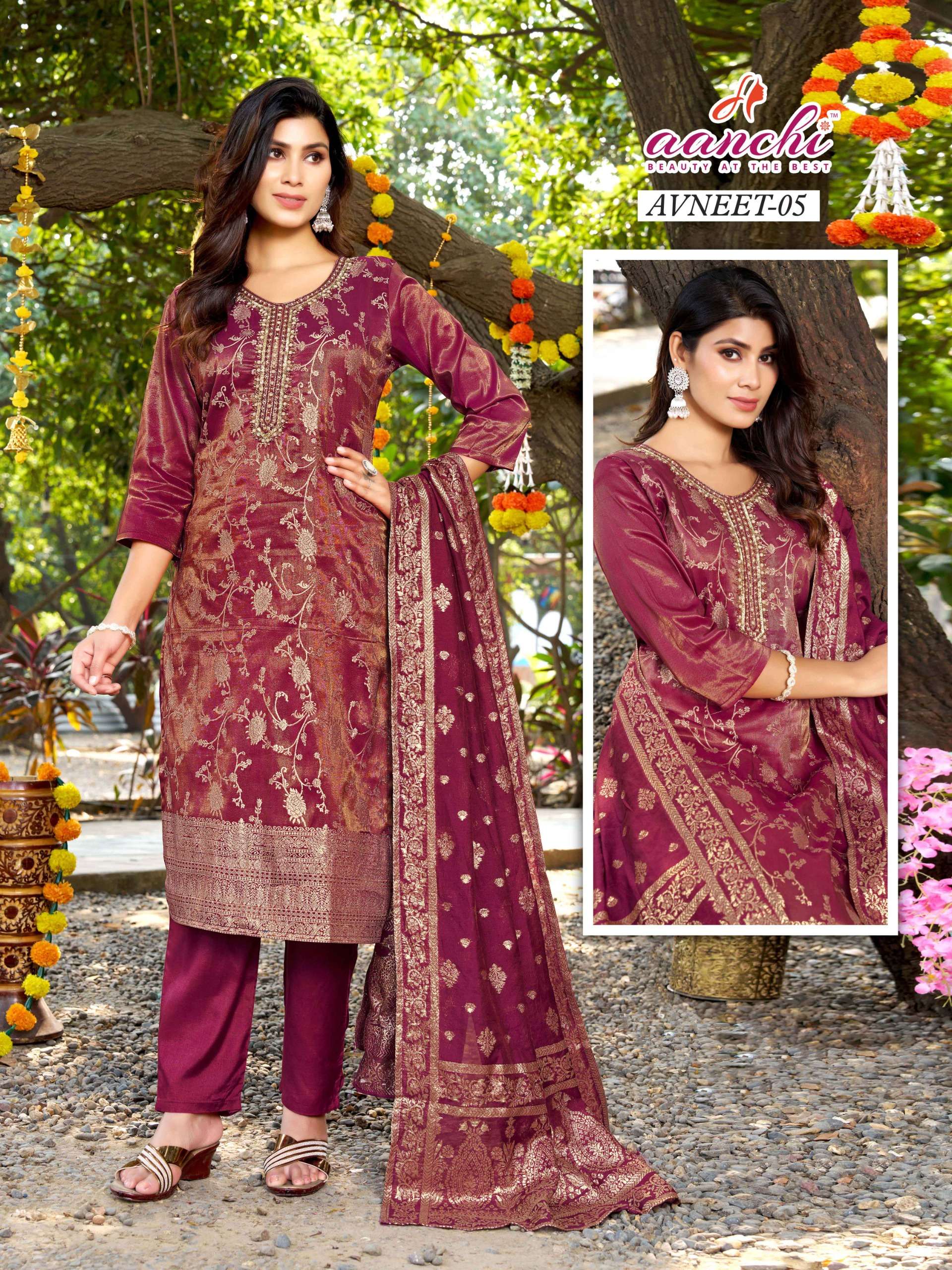 AVNEET BY AANCHI IN PURE SILK JACQUARD BUTTI WITH FANCY JACQUARD DUPATTA