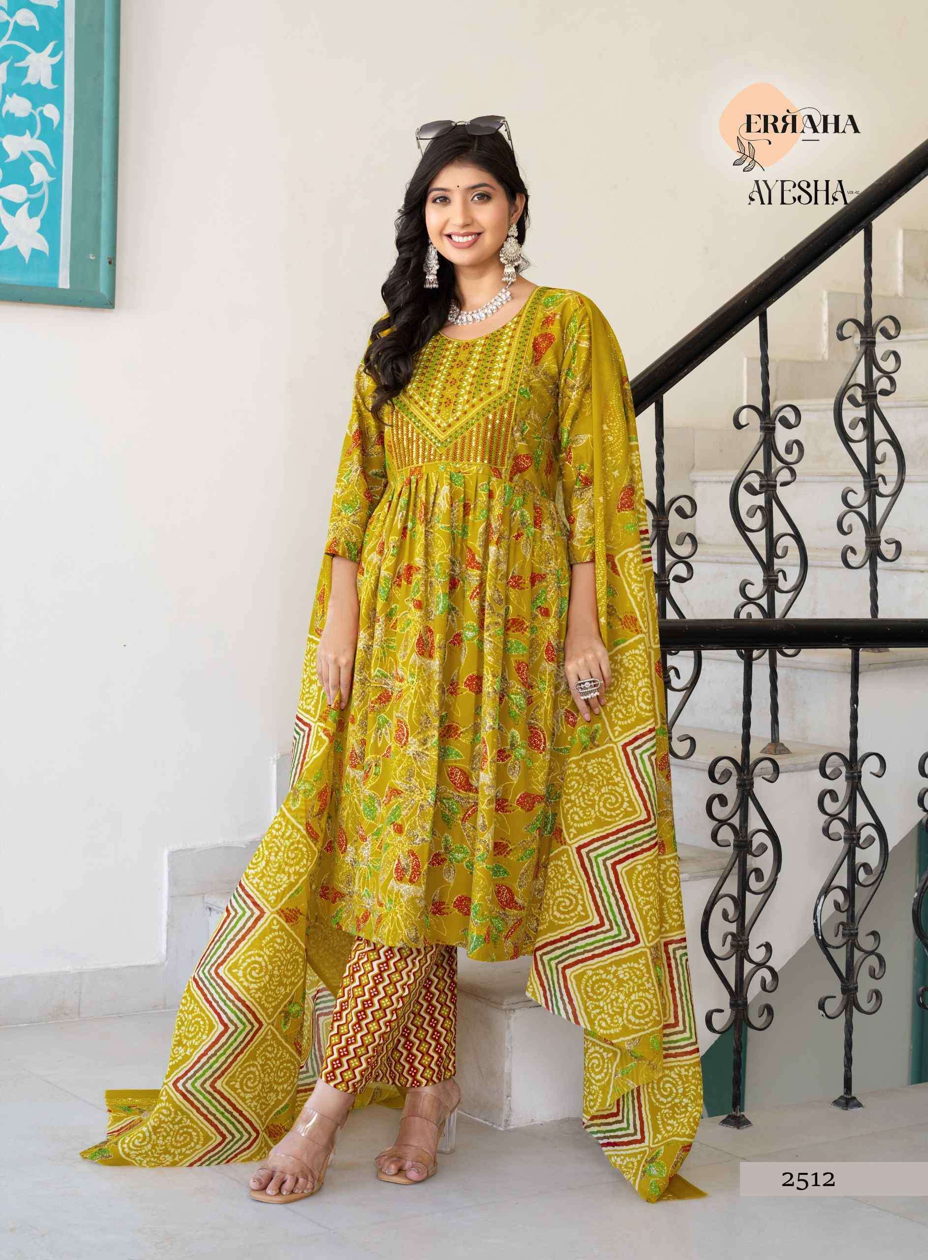 AYESHA VOL-1 BY ERRAHA IN PREMIUM COTTON FOIL PRINT TOP WITH EMBROIDERY & POCKET 
