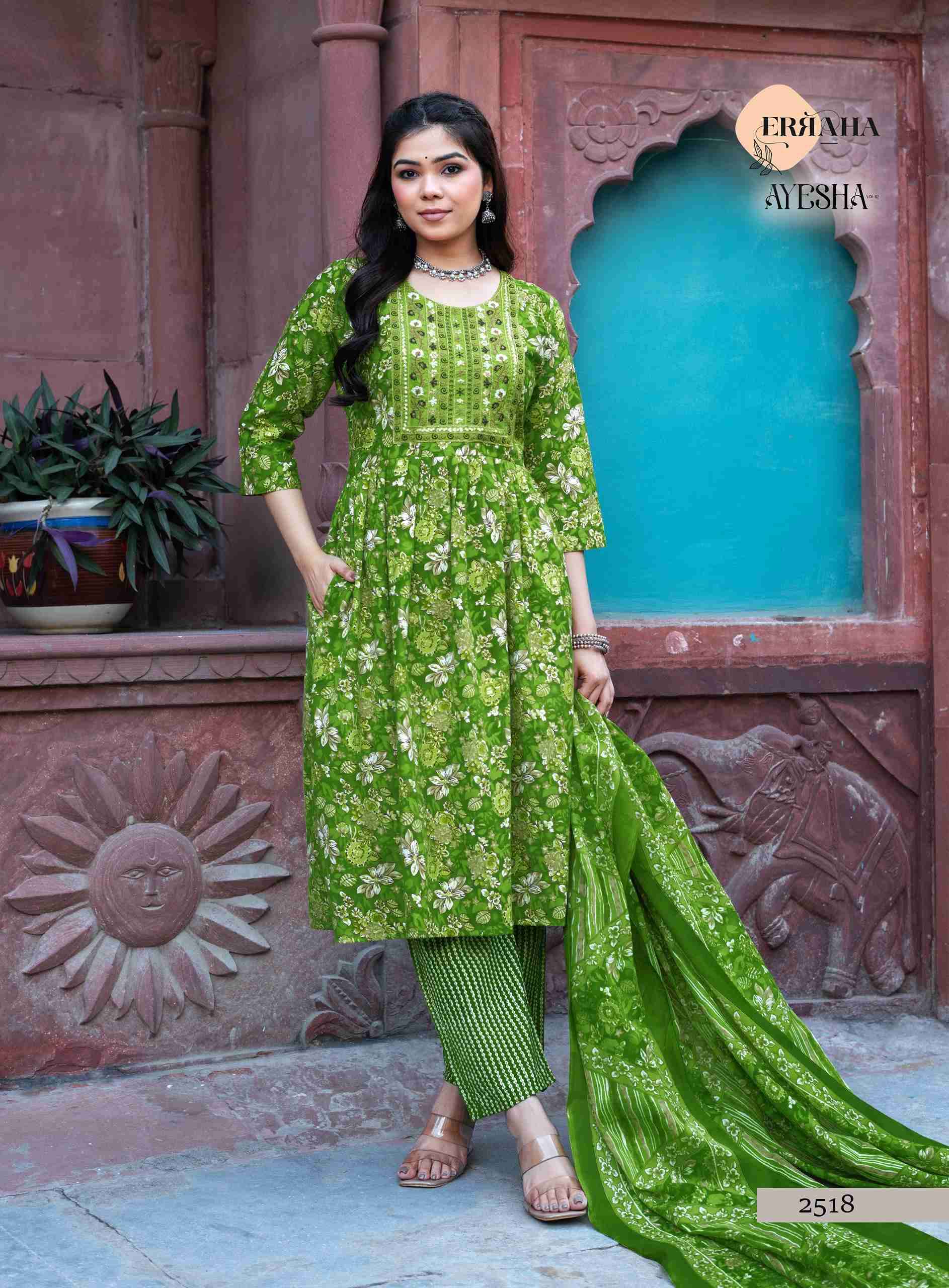 AYESHA VOL-1 BY ERRAHA IN PREMIUM COTTON FOIL PRINT TOP WITH EMBROIDERY & POCKET 