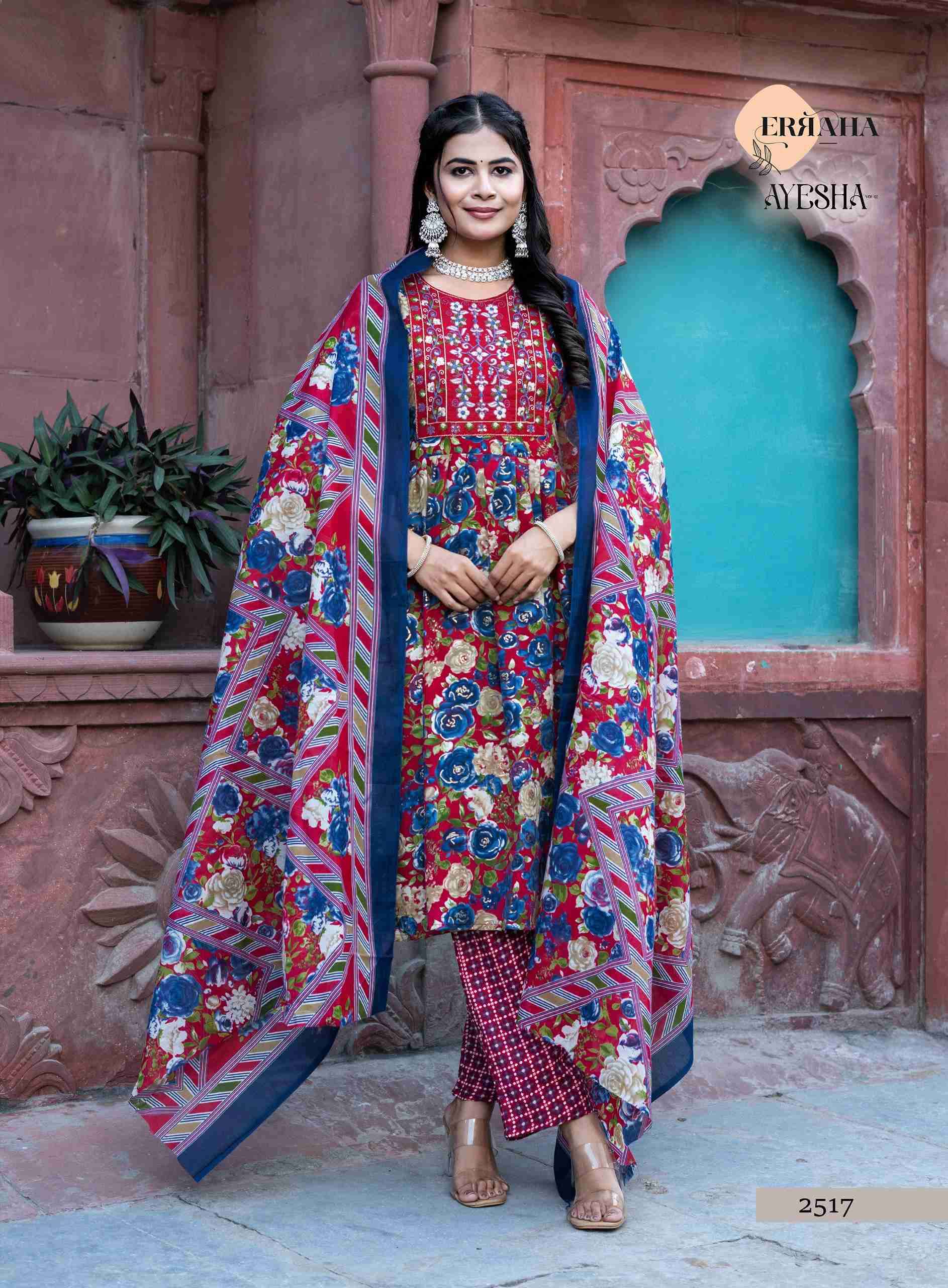 AYESHA VOL-1 BY ERRAHA IN PREMIUM COTTON FOIL PRINT TOP WITH EMBROIDERY & POCKET 