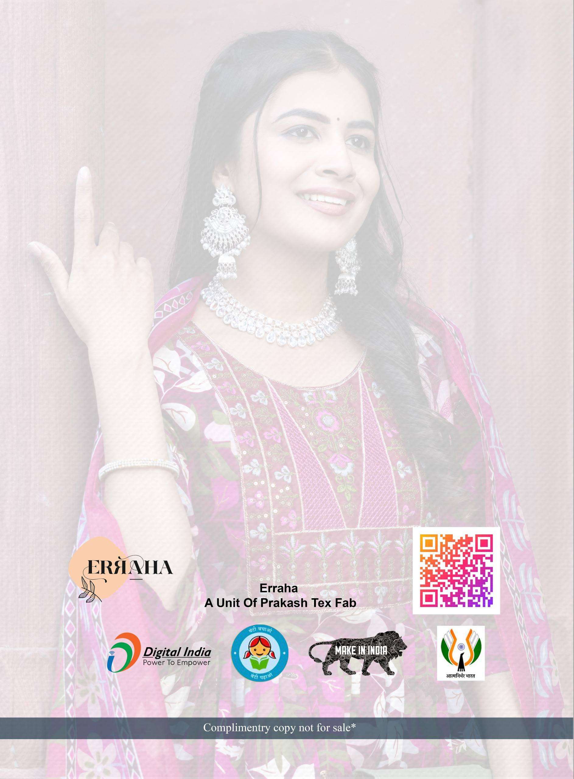 AYESHA VOL-1 BY ERRAHA IN PREMIUM COTTON FOIL PRINT TOP WITH EMBROIDERY & POCKET 