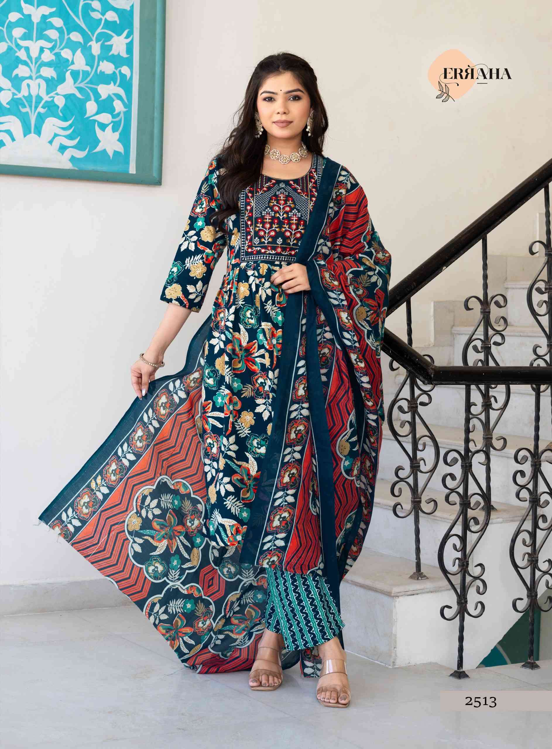 AYESHA VOL-1 BY ERRAHA IN PREMIUM COTTON FOIL PRINT TOP WITH EMBROIDERY & POCKET 