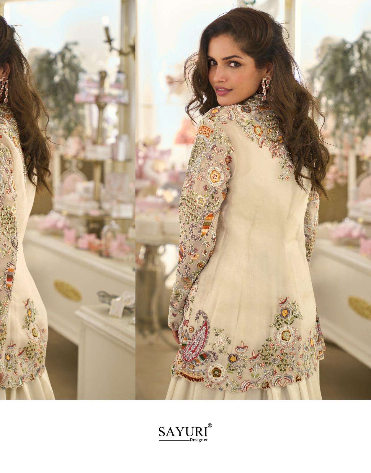 BELINA BY SAYURI DESIGNER IN PREMIUM REAL SILK GOWN WITH FRONT AND BACK WORK JACKET