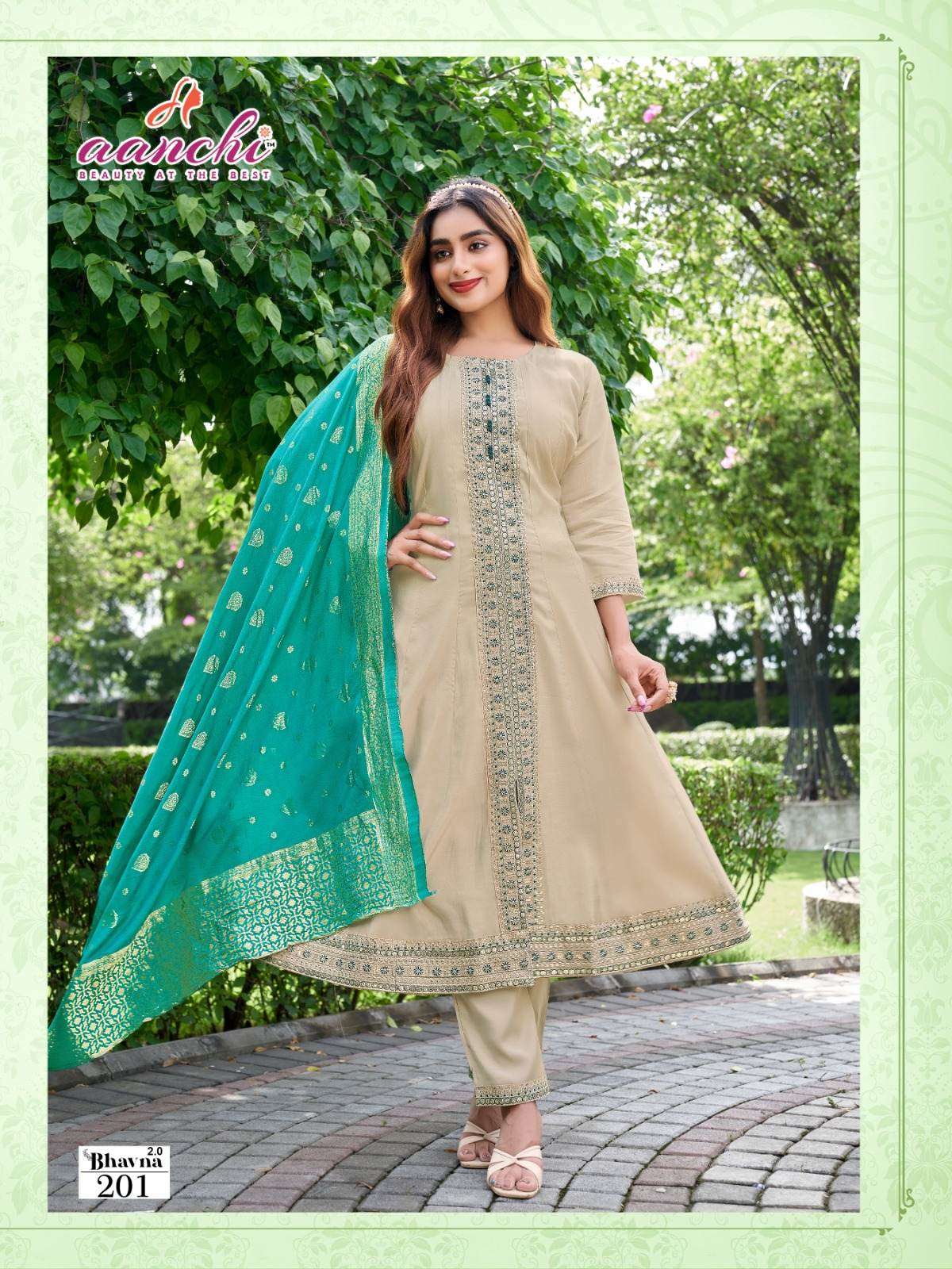 BHAVNA-2 BY AANCHI IN ROMAN SHIMMER WITH EMBROIDERY WORK AND JACQUARD DUPTTA 
